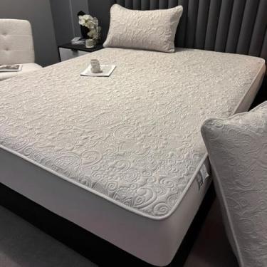 Imagem de Lençol de baixo de microfibra macia de qualidade de hotel, lençol com elástico, protetor de colchão de cama, elástico ultra elástico de 360 graus, resistente a rugas, fácil instalação - Tipo 03||180