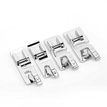 Imagem de Generic Calcador de Bainha Rolada, Durável, Aço Inoxidável, Acessório de Máquina de Costura, 4 Peças para Fazer Diy, Adequado para Tecidos Finos, Costura Doméstica