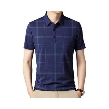 Imagem de Camisas polo coreanas para homens, camisas casuais de manga curta slim