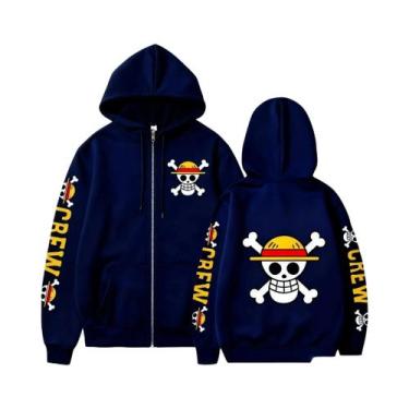 Imagem de Moletom Unissex Com Capuz E Zíper, Estampa De Chapéu De Palha Do Luffy