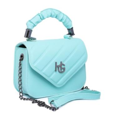 Imagem de Bolsa Feminina Pequena de Couro Sintético, Design Matelassê, Alça de Ombro com Corrente, Preta (verde)