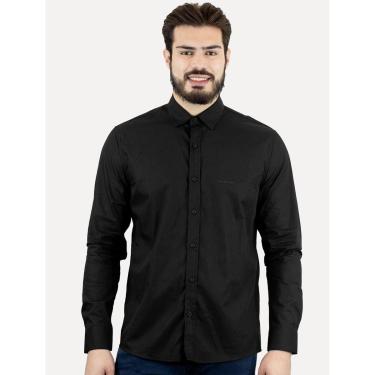 Imagem de Camisa Calvin Klein Jeans Masculina Regular Plain Dark Logo Preta-Masculino