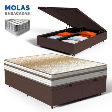 Imagem de Cama Box Baú com Colchão de Molas Ensacadas Double Face Pillow Euro Al