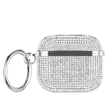 Imagem de QYFZXLV Capa de fone de ouvido para AirPods Pro 3 (2025) Bling, design brilhante de cristal brilhante, capa protetora de luxo para Air Pod Pro 3ª geração para mulheres e meninas (prata)