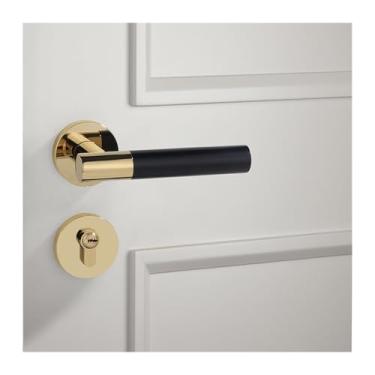 Imagem de Fechadura de porta interior para quarto, maçaneta de casa de banho, bronze, madeira, fechadura dividida silenciosa (ouro preto)