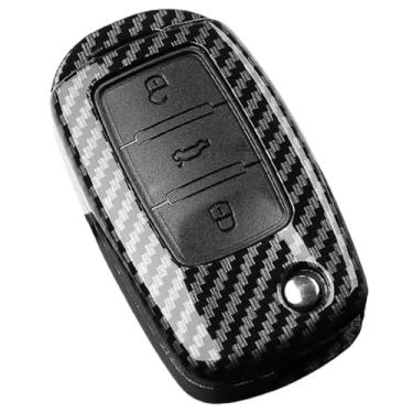 Imagem de Capa de chave de carro de fibra de carbono compatível com VW /Polo/Tiguan/Passat B5 B6 B7/Golf 4 5 6/MK6/Jetta/Lavida Compatível com Skoda Octavia capa de chaveiro(Carbon A3)