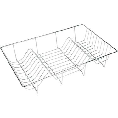 Imagem de Escorredor de Louça Aramado de Ferro, 48x31cm, Organizador de Pratos e Utensílios para Cozinha