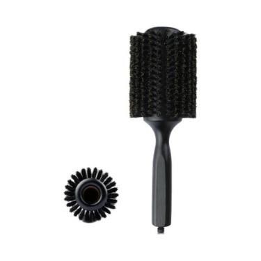 Imagem de Escova De Cabelo Redonda Com Cabo De Madeira Preta E Cerdas De Javali,
