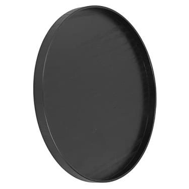 Imagem de Domary Bandeja Preta Redonda de Madeira para Servir Frutas, Bandeja de MDF Multifuncional Com Bordas Elevadas para Uso Doméstico, Cozinha, Hotel, Adequada água, chá, café, Bolos, (30cm)