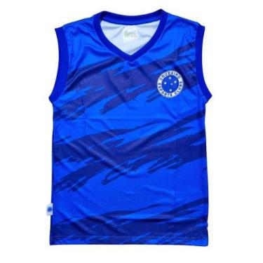 Imagem de Camiseta Infantil Cruzeiro Regata Listrada Oficial, Tam 8