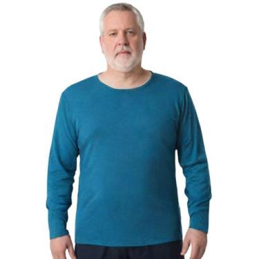 Imagem de Camisa Masculina Manga Longa Plus Size Malha Fria - Helanquinha, Azul 