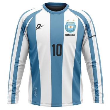 Imagem de Camiseta Manga Longa Filtro UV Argentina Retrô Albiceleste-Masculino