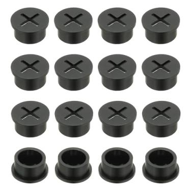 Imagem de PATIKIL Ilhós de borracha de fio de 1,16 cm, 16 peças de cabo de ilhós de mesa, orifício de ilhós, capa organizadora para escritório, casa, mesa, bancada, preto