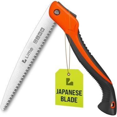 Imagem de GROWIT Serra dobrável para acampamento de 28 cm - Serra de poda resistente com lâmina SK5 de corte triplo, 7 dentes de lâmina TPI para aparar árvores, corte de madeira, acampamento, arbustaria e