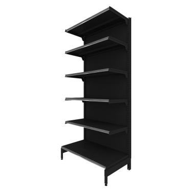 Imagem de Gôndola Prateleira Preta 6 Níveis 40x30 New Plus 2,00 Parede Inicial pe Cinza - sa Gôndolas