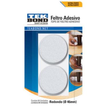 Imagem de Feltro adesivo branco 46mm tekbond (cartela c/4 unidades)