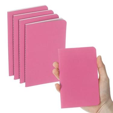 Imagem de PATIKIL Pacote com 4 cadernos A6, caderno A6, caderno, bolso Kraft, bloco de notas forrado, pequeno, 9 x 14 cm, 30 folhas para homens e mulheres, material de escritório, bolsa viajante, rosa choque