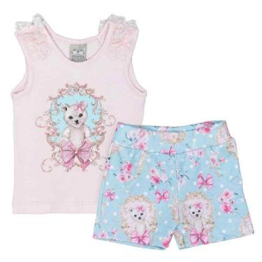 Imagem de Conjuntinho curto para bebê com renda na manga rosa - RANDA, M