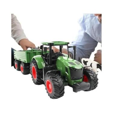 Imagem de Brinquedo De Trator De Fazenda Grande De 16,5 Polegadas Com Reboque, C