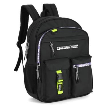Imagem de Mochila Escolar Juvenil Masculina Emborrachada Preto Grande - Luxcel