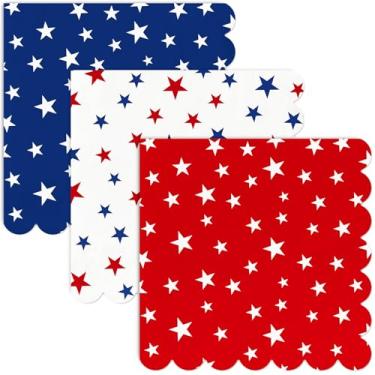 Imagem de FYSUIMU 150 guardanapos de papel patrióticos guardanapo de almoço vermelho azul branco estrela descartável sobremesa jantar toalha de mão para 4 de julho independência dia eleição decoração