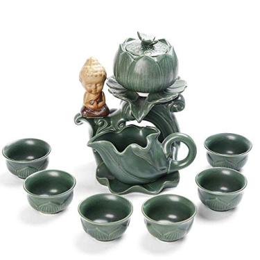 Imagem de Conjunto de chá chinês semiautomático de cerâmica, bule de chá de porcelana, 6 xícaras de chá para casa, escritório, negócios, presentes para 6 pessoas