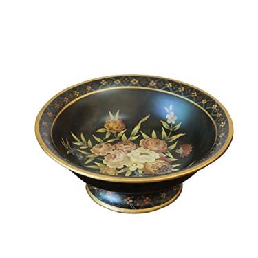 Imagem de Fruteira Prato de Frutas Novo Chinês Retro Pintado à Mão Cerâmica Fruteira Decoração Casa Sala de Estar Prato de Frutas Porcelana Preta Tigela de Doces Prato de Frutas