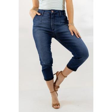 Imagem de Calça Jeans Feminina Capri Mom Alta Elastano Anticorpus-Feminino