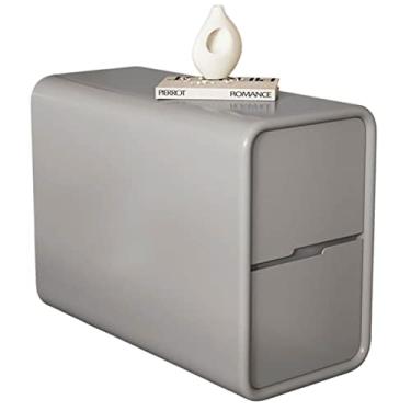 Imagem de Mesa de canto moderna armário de mesa lateral para sofá, mesa lateral estreita com gavetas para espaços pequenos, mesa de centro para sala de estar, quarto e casa simples (cinza)