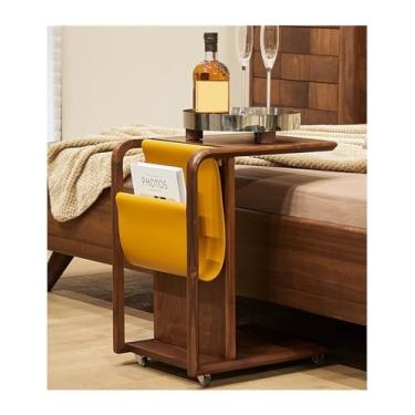 Imagem de Sofá moderno de nogueira preta, vários lados, mesa de centro pequena de luxo, mesa lateral de canto de madeira pequena mesa móvel simples