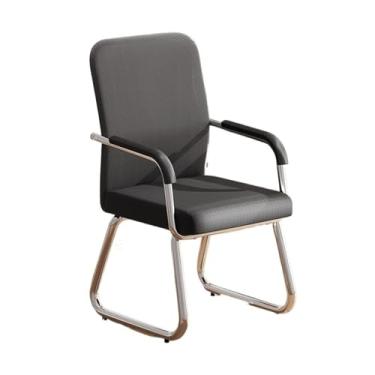 Imagem de Cadeira de mesa clássica de malha respirável com apoios de braço e moldura de metal cromada, cadeira de mesa ergonômica, cadeira de escritório confortável (preta)