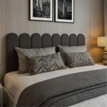 Imagem de Kit Cabeceira Nuvem Estofada Modular 60x20cm para Cama Box Solteiro Casal Queen King (17,GRAFITE)