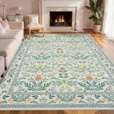 Imagem de Joydeco Tapete redondo lavável floral 15 x 23 cm, bege