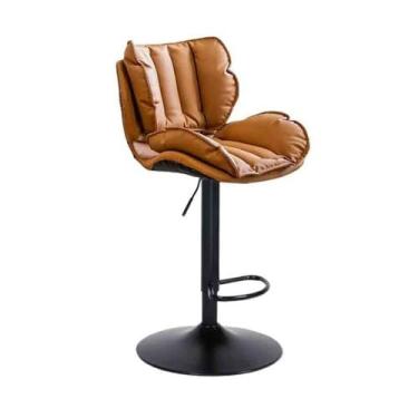 Imagem de Banqueta de cozinha de aço inoxidável, banco de bar giratório, banco alto, encosto de bar, cadeiras de bar (laranja)