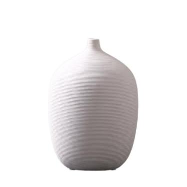 Imagem de Vaso de cerâmica branco moderno para sala de estar, decoração de flores, armário de TV, mesa de trabalho, decoração de flores secas, peças centrais (grande)