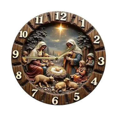 Imagem de Generic Relógio de parede Presépio com mecanismo silencioso e numerais arábicos para decoração de cafeterias, 20cm