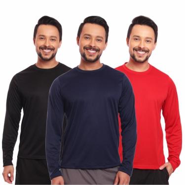 Imagem de Kit 3 Camisas Segunda Pele Proteção Solar Uv Térmica Corrida Bike-Masculino