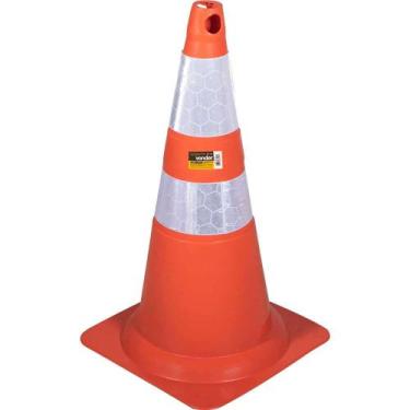 Imagem de Cone de Sinalização com 75 cm Flexível, Branco e Laranja, em Pvc, Vond