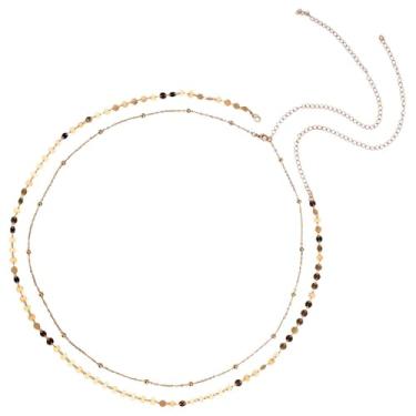 Imagem de 2 peças de corrente de barriga feminina, corrente de barriga ajustável, joia de ouro, corrente de cintura sexy, corrente dourada para o corpo, contas, correntes de barriga, cintos para presente de