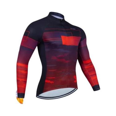 Imagem de Camisa De Ciclismo Térmica Masculina De Inverno Com Forro De Lã, Manga
