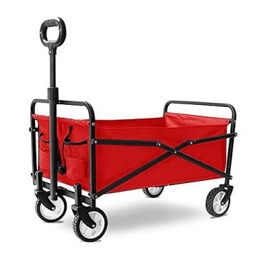 Imagem de Carrinhos de carrinho, carrinho de jardim dobrável, carrinho de compras resistente, carrinho de compras multifuncional portátil para acampamento ao ar livre, caminhão de puxar de fotografia com 4