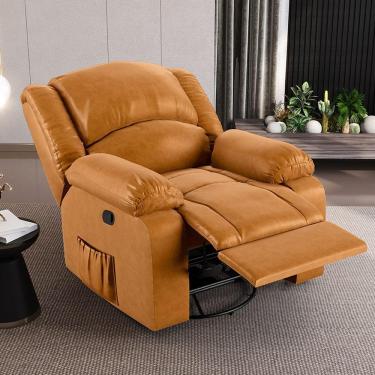 Imagem de Poltrona Do Papai Reclinável Sala De Cinema Madrid Glider Manual Giratória Pu Whisky G26