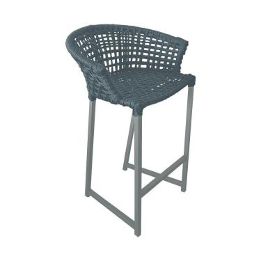 Imagem de Banqueta Reis Em Corda Náutica E Base Em Alumínio Cinza Para área Gourmet Externa Cinza Cinza