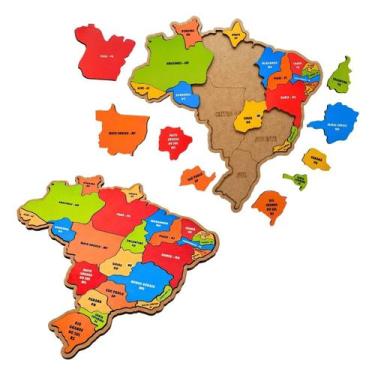 Imagem de Quebra cabeça Infantil Mapa do Brasil 26 peças Brinquedos Educativos E