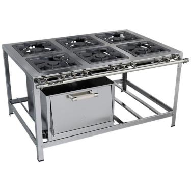 Imagem de Fogão Industrial Stori Premium 6 Bocas 40x40 Forno M19 Aço Inox 430 Metalmaq Fogão Baixa Pressão