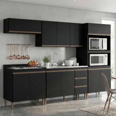 Imagem de Armário De Cozinha Completa Modulada Milão Menu Móveis Preto