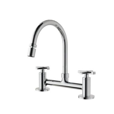 Imagem de Torneira Geométrica Duplo Comando Bica Alta Cilíndrica Cromado