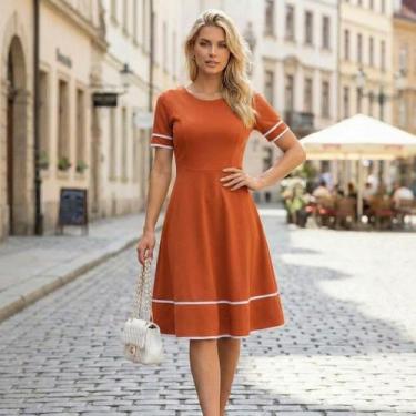 Imagem de Vestido Midi Rodado Godê Evangélico Social Branco Festas Oferta Barato