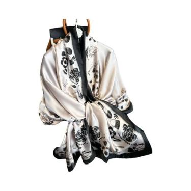 Imagem de Lenço De Seda Luxuoso Feminino 180x90CM Estampa Fashion Xale Longo Pro