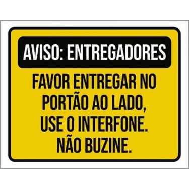 Imagem de Placa Entregadores Entregar Portão Lado Interfone - Sinalizo